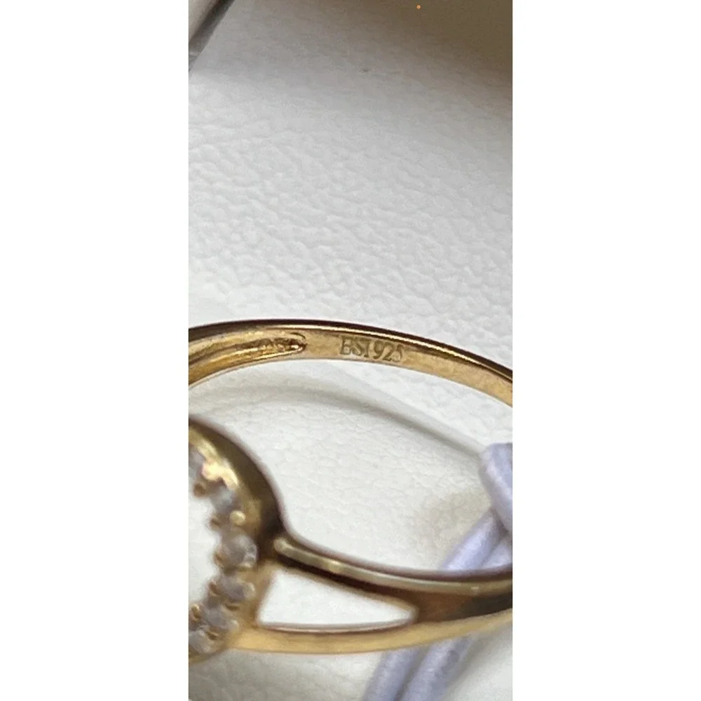 Cynthia Rowley 925 Sterling Silver Gold Plated Virgin Mary Heart CZ Ring 6.5 NIB
